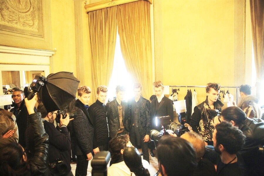 Roberto Cavalli AW15 quiff models suits backstage 16