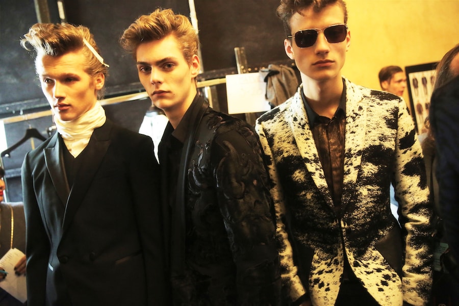 Roberto Cavalli AW15 suit turtleneck cowprint quiff 13