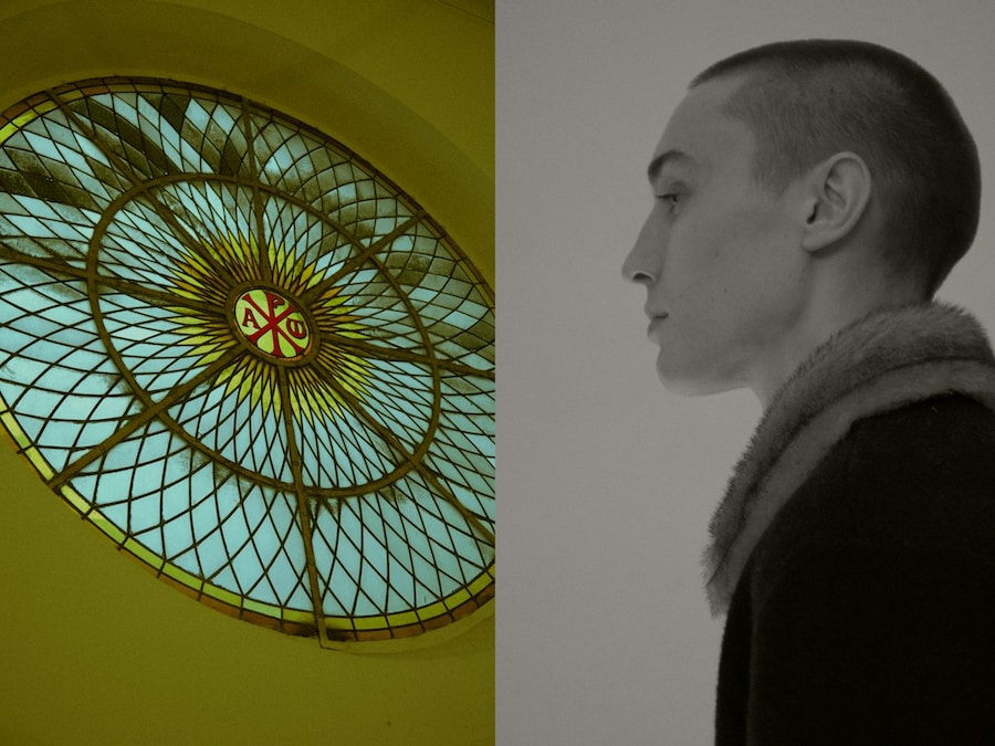 Gosha Rubchinskiy AW15 fur collar, Menswear, Dazed backstage 7