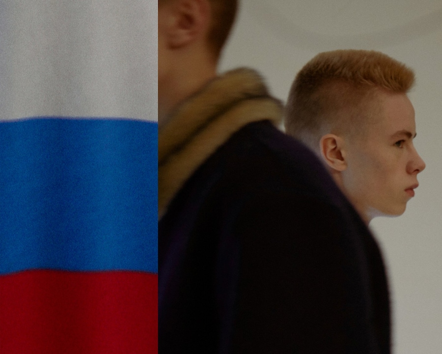 Gosha Rubchinskiy AW15 flag, Menswear, Dazed backstage 9