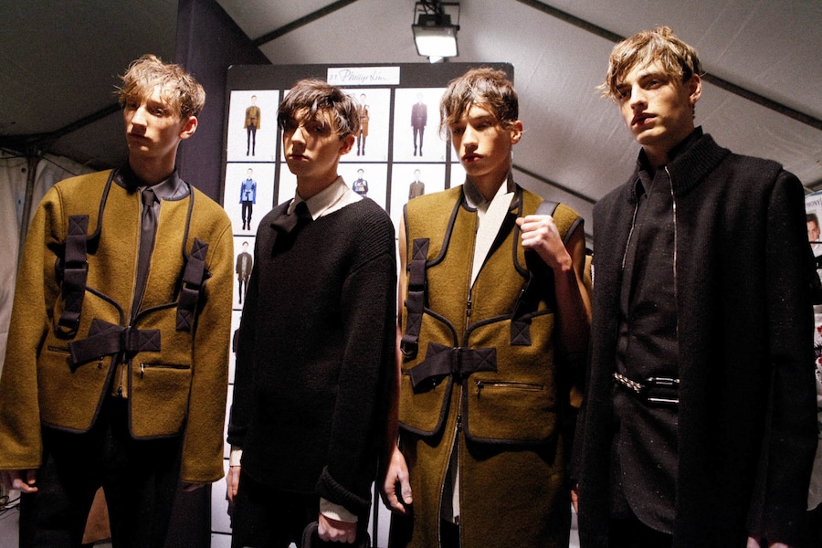 Phillip Lim AW15 Mens Paris Backstage Models Beige Group 3