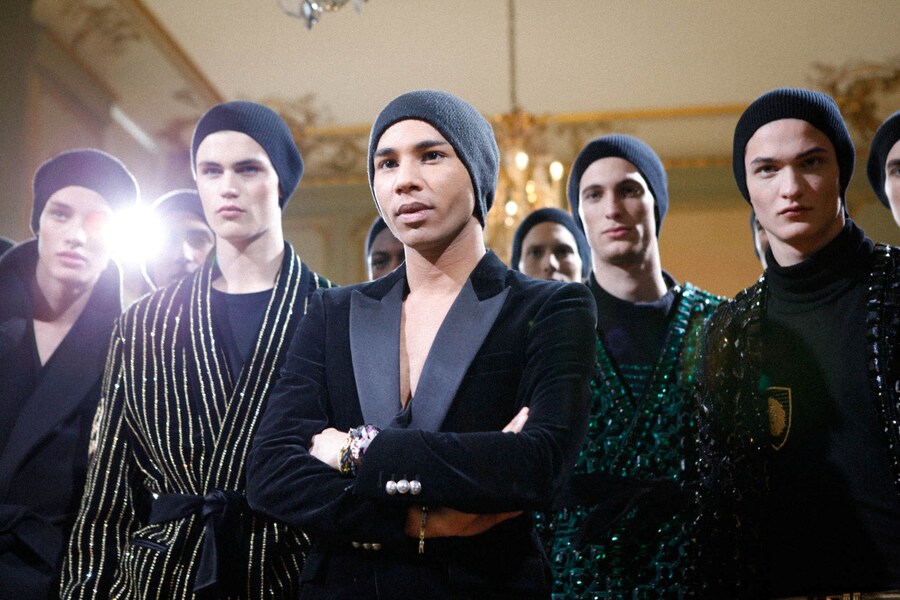 Backstage Balmain AW15 paris group beanies suits models 3