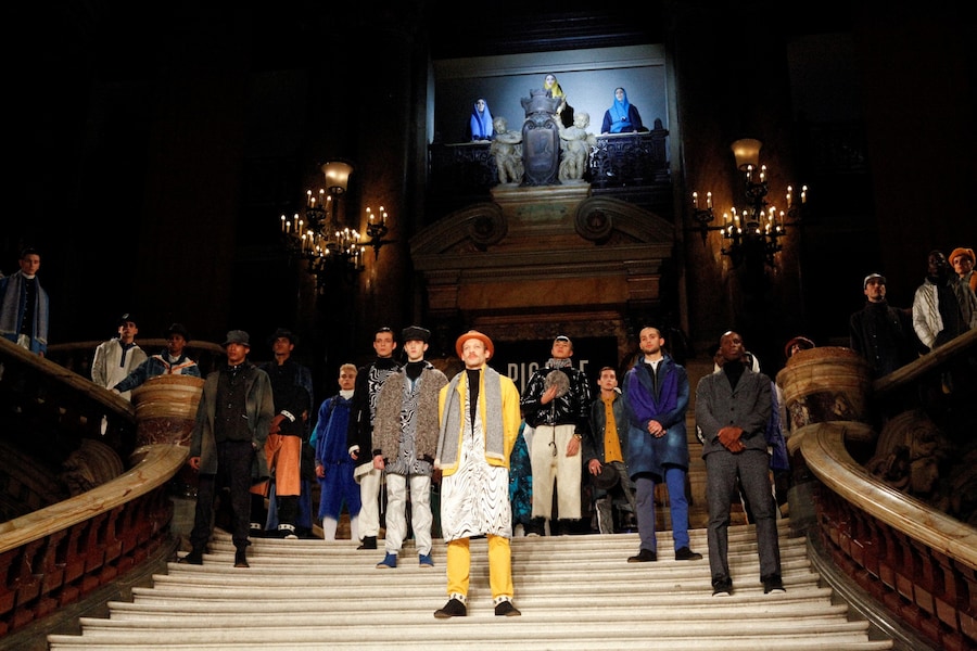 Pigalle AW15 Mens Group Shot Trousers Hats Stairs 1