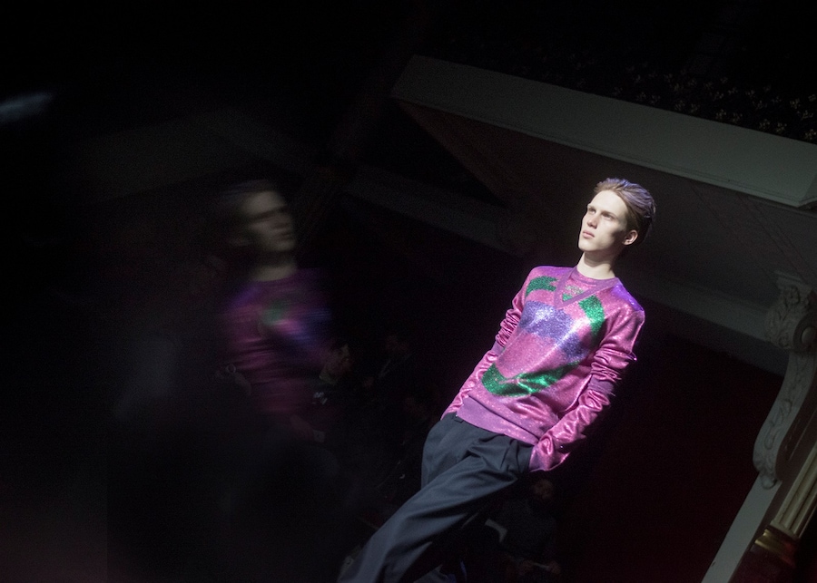  Maison Margiela AW15 Pink Glitter V-neck 2