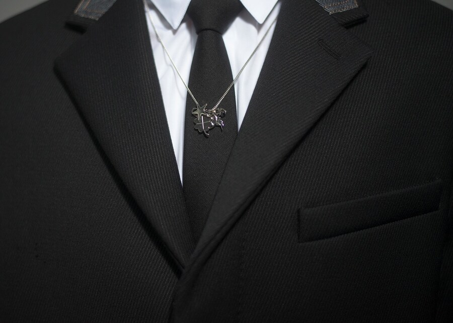 Dior Homme AW15 necklace and tie, Menswear, Dazed backstage 29