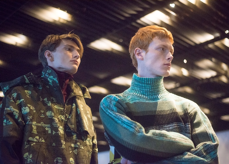 Kenzo AW15 Mens Stripe Knit Green Turtleneck Raincoat 10