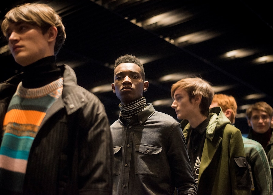 Kenzo AW15 Mens Line Up Stripe Jumper Turtlenecks Grey Coat 3