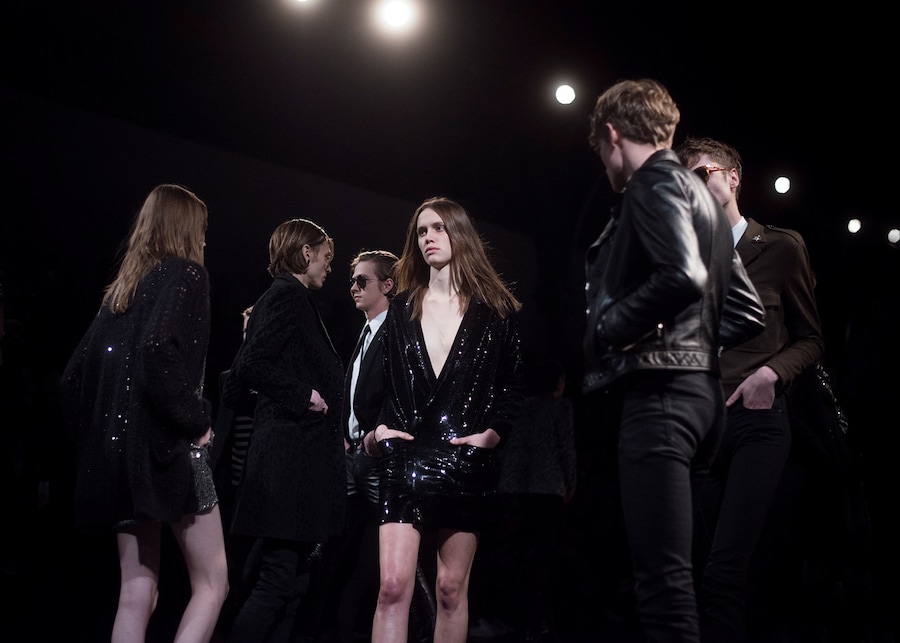  Saint Laurent AW15 Mens Group Shot V-neck Dress Leather 30