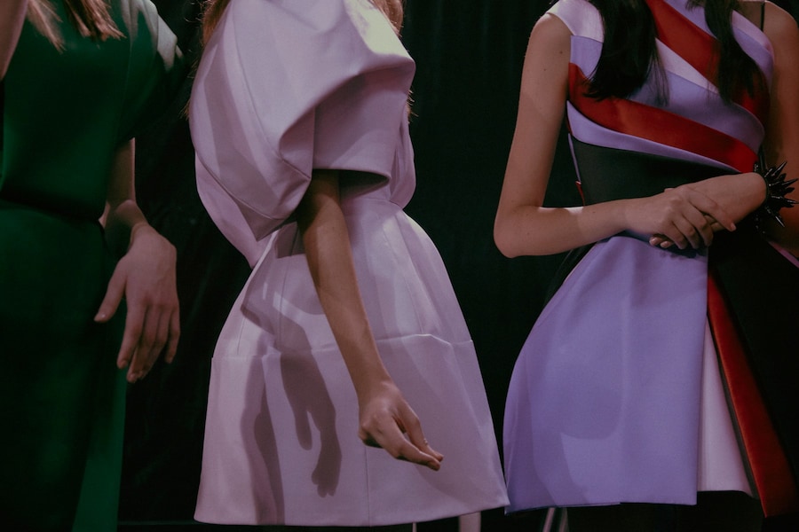 Dice Kayek Haute Couture SS15 Full Skirts Stipe Top Half 10