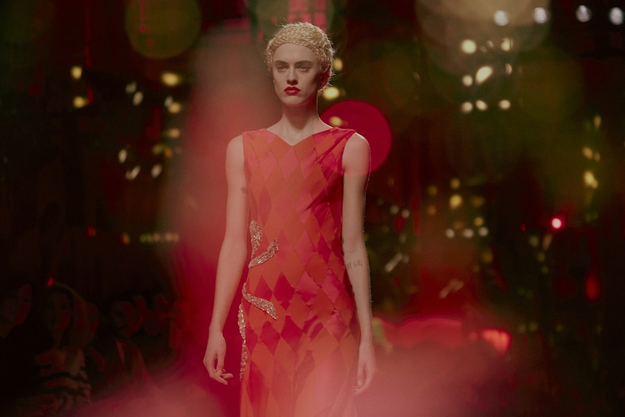 Schiaparelli Haute Couture AW15, red diamond dress, Dazed 12