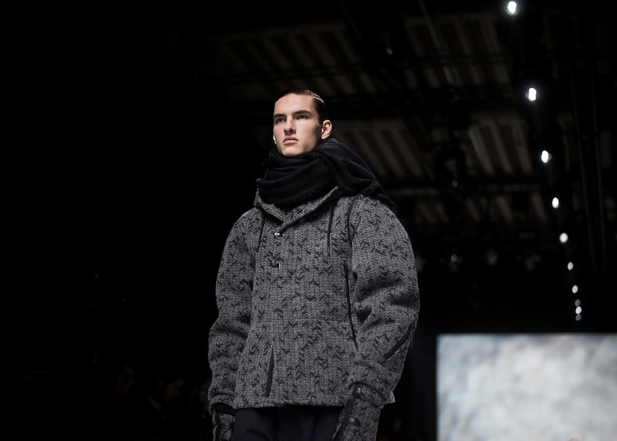 Y-3 AW15 Mens Grey Knit Jacket Gloves Black Scarf 20