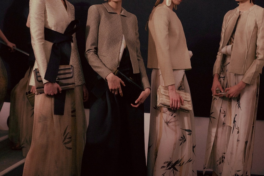 Armani Priv&#233; Haute Couture SS15 Group Leaf Print Beige Shade 21