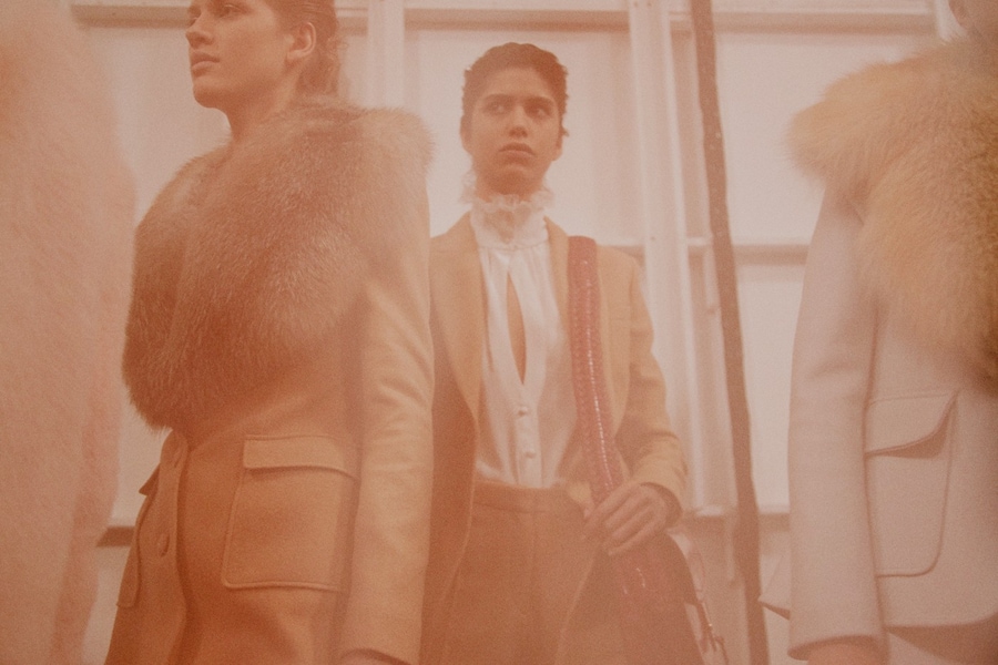 Altuzarra AW15 Fox Fur Lapel Tailoring High Neck Blouse Lace 8