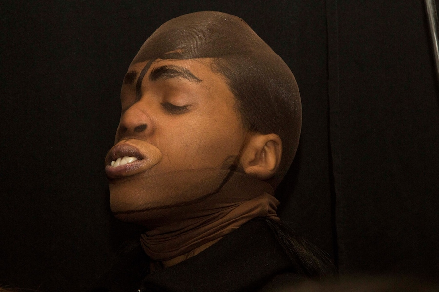 Hood By Air AW15 Dazed backstage womenswear bite pantyhose 7