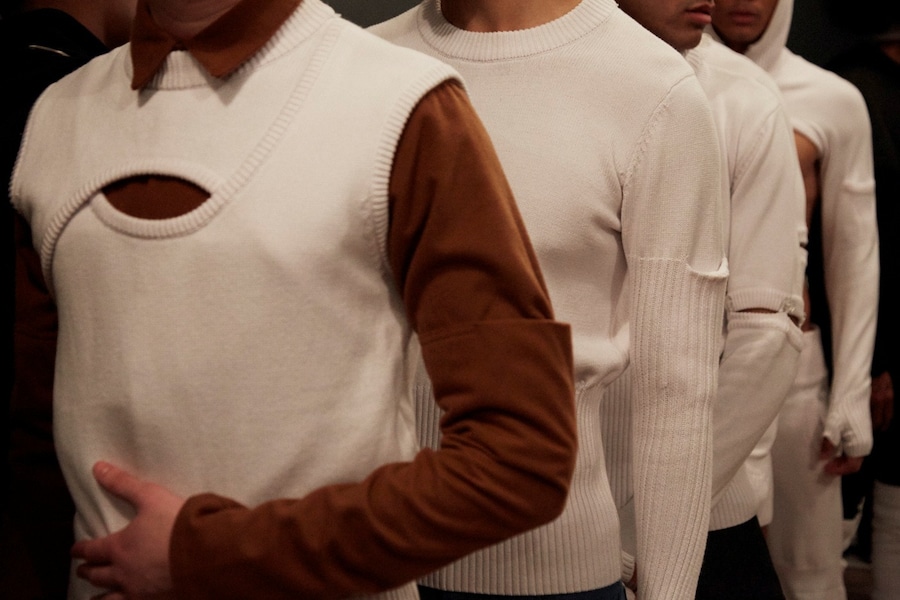 Telfar AW15 Backstage Dazed New York White Ribbed Knit 26