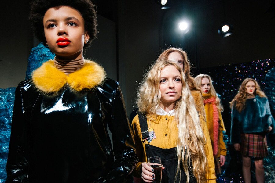 Shrimps AW15, 70s, retro, fur, pvc, dungarees, knitwear 7