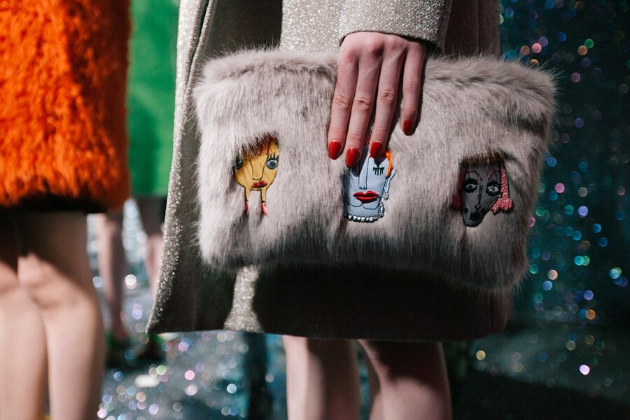 Shrimps AW15, 70s, retro, fur, clutch bag 17