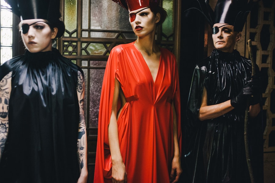 Pam Hogg AW15, Dazed backstage, womenswear red witch 13