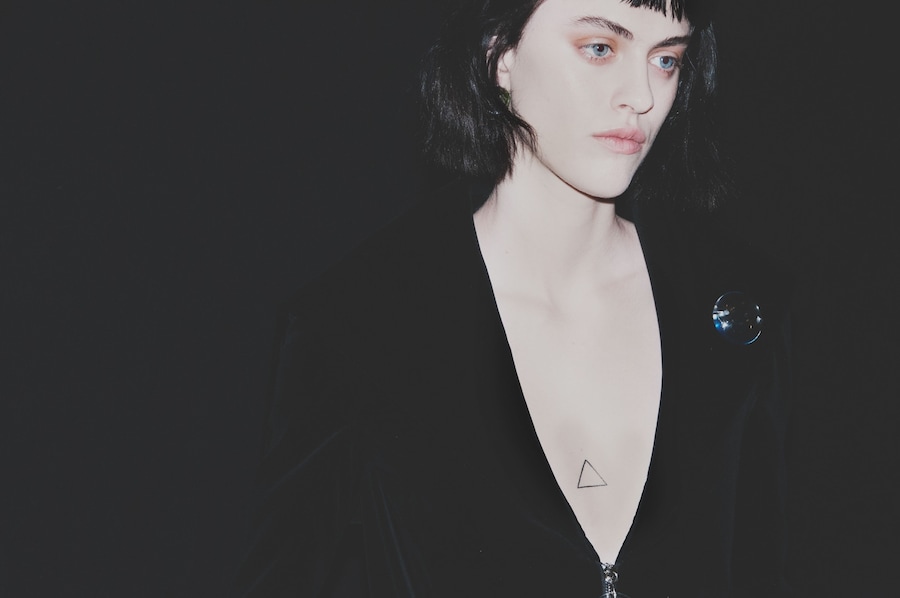 Thomas Tait AW15 backstage, Dazed, Womenswear, goth, v neck 0