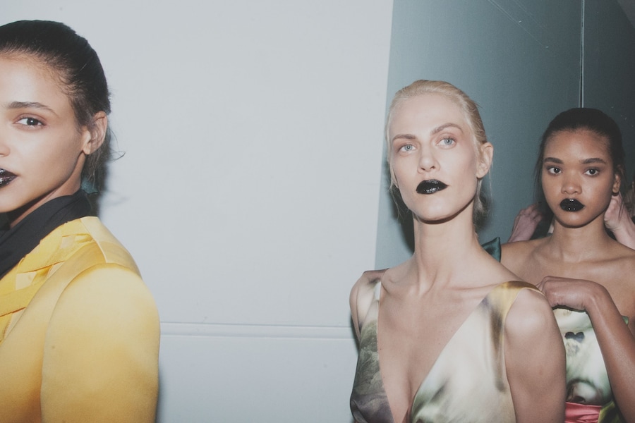 Giles AW15 backstage Dazed London Womenswear goth lipstick 19