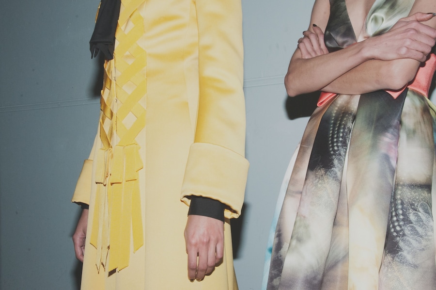 Giles AW15 backstage Dazed London Womenswear detail coat 23