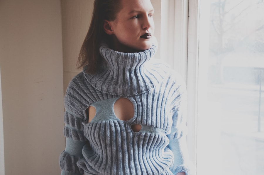 Helen Lawrence AW15 Womenswear Dazed baby blue knitwear hole 6