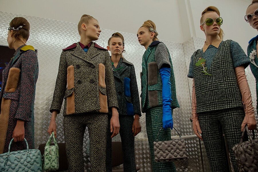 Prada AW15, Dazed backstage, Milan, Womenswear, houndstooth 16
