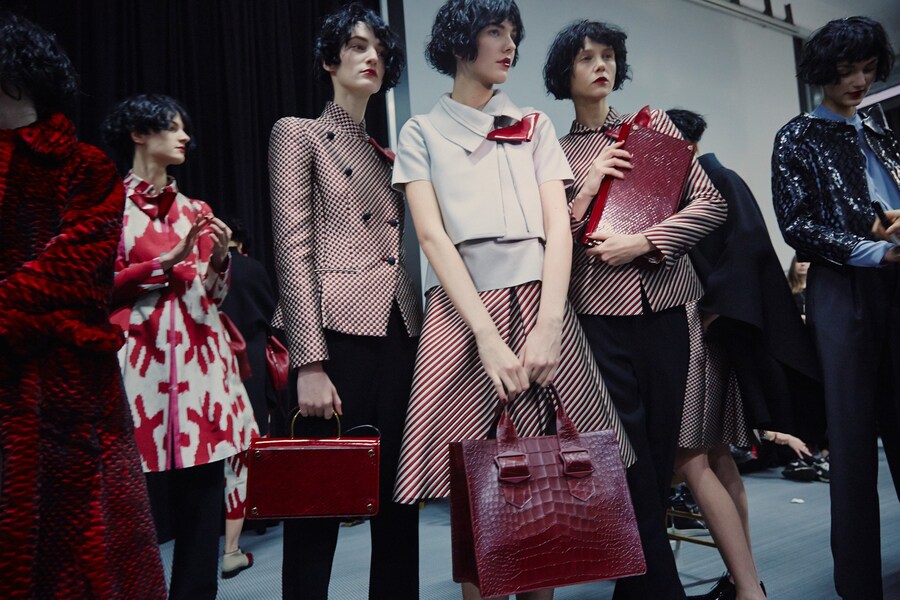Emporio Armani AW15 Womenswear Dazed backstage candy leather 9