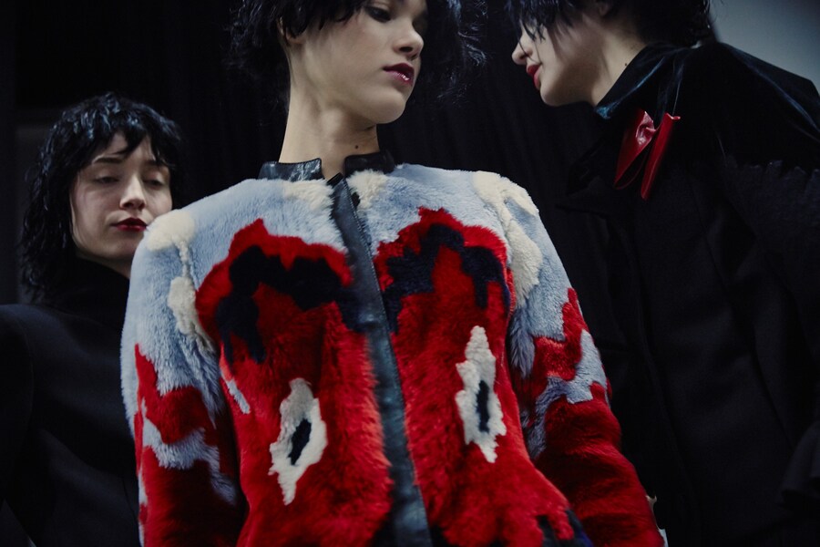 Emporio Armani AW15 Womenswear Dazed backstage moth pattern 18