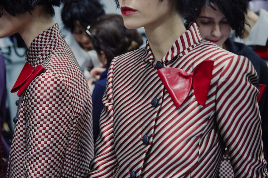 Emporio Armani AW15 Womenswear Dazed backstage striped candy 20