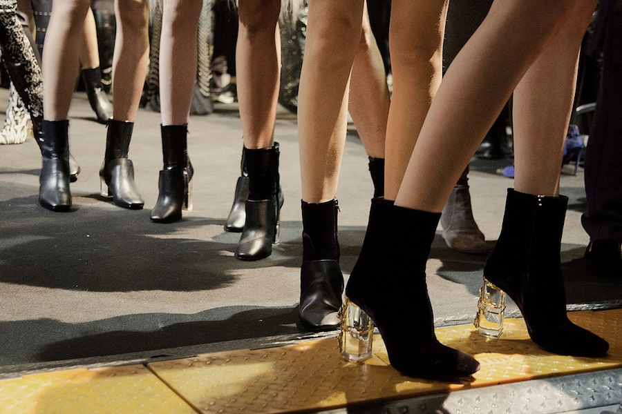 Roberto Cavalli AW15 Dazed backstage Womenswear shoes detail 10