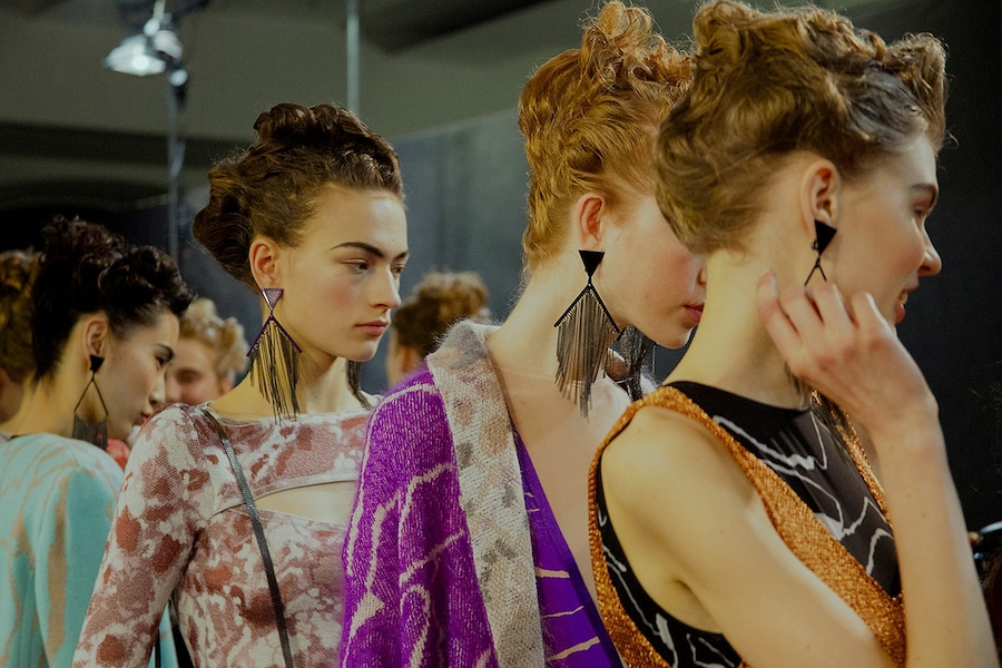 Missoni AW15 Womenswear Dazed backstage group marble purple 22