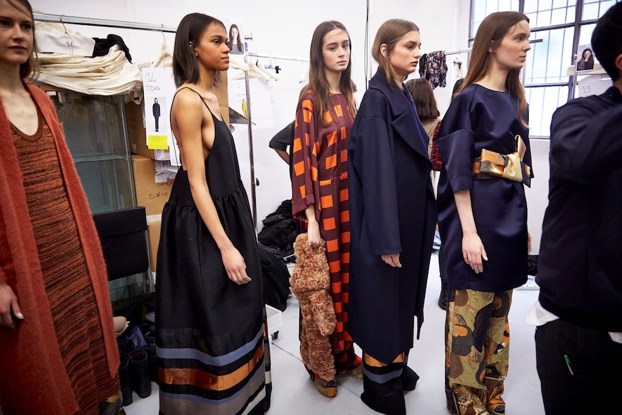 Erika Cavallini AW15 Dazed backstage Womenswear group 10