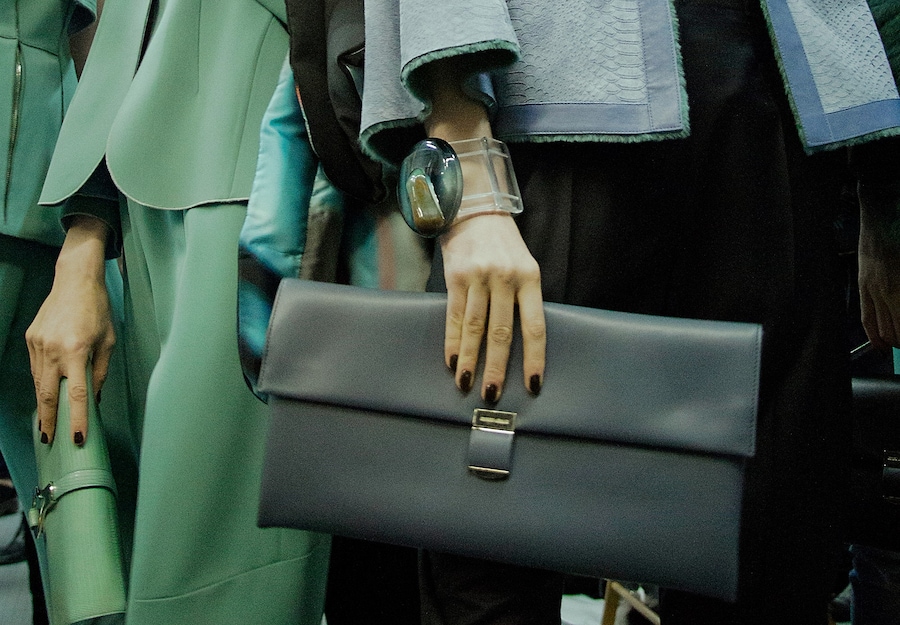 Giorgio Armani AW15 Dazed backstage Womenswear clutch bangle 19