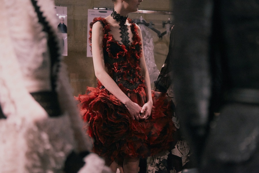 Alexander McQueen AW15 Dazed womenswear Red Ruffle Dress 29