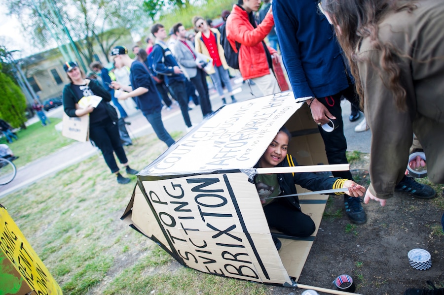 Anti-gentrification protest Reclaim Brixton in London 14