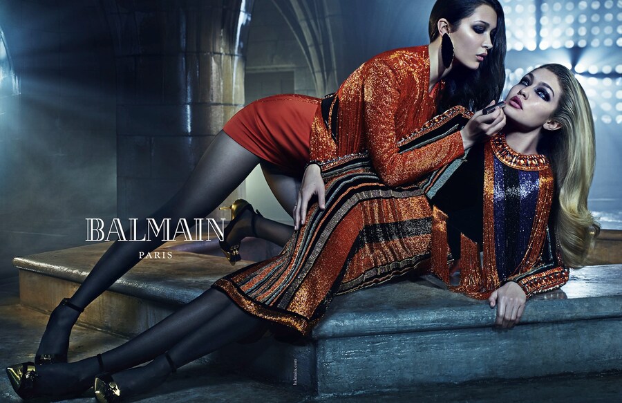 Bella and Gigi Hadid for Balmain AW15 0