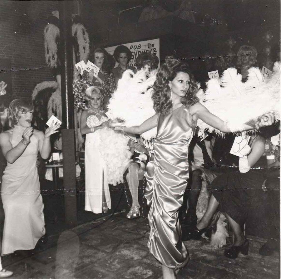 Nan Goldin Naomi modeling beauty parade with fans 1974 3