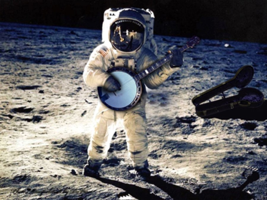 astronaut playing banjo