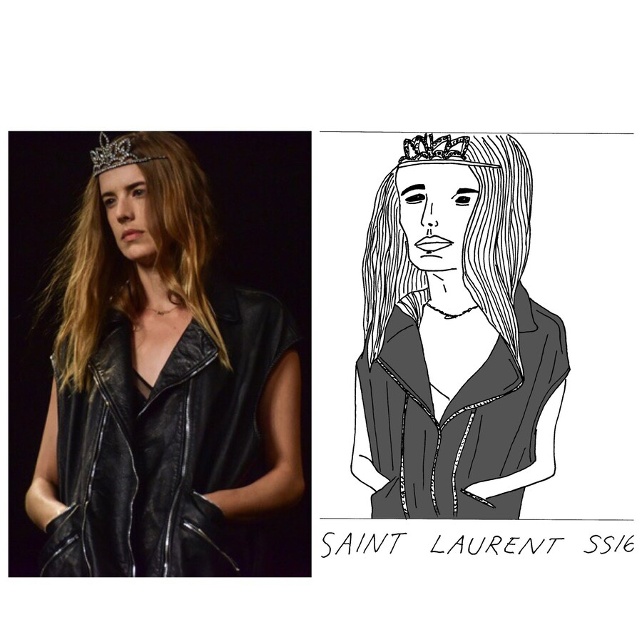 Saint Laurent SS16 Agyness Deyn Badly drawn models 10