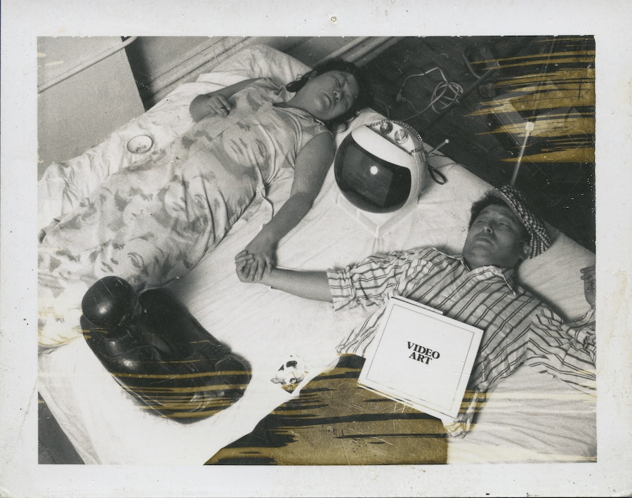 Shigeko and Paik on their Soho loft mattress &#169;Eric 7