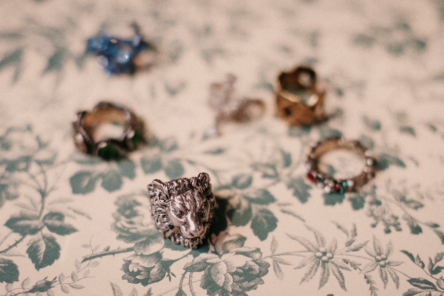 Rings from the SS16 collection include lion heads and birds, 15