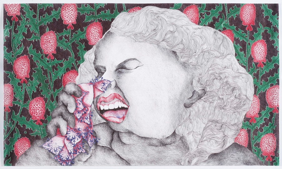 VIDHA SAUMYA, Hazel, 2013, ink on paper, 12 x 20 i 3