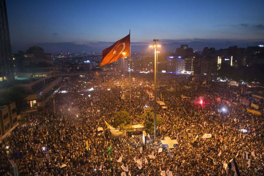 Demonstrators in Taksim Square, 15 June 2013