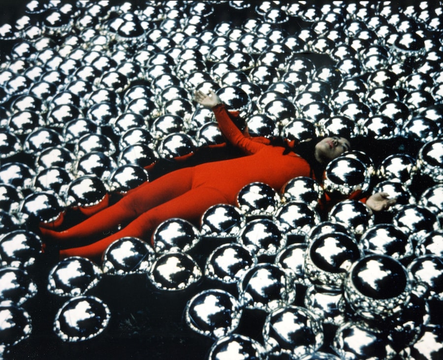 Kusama lying in Narcissus Garden Venice Biennial 3