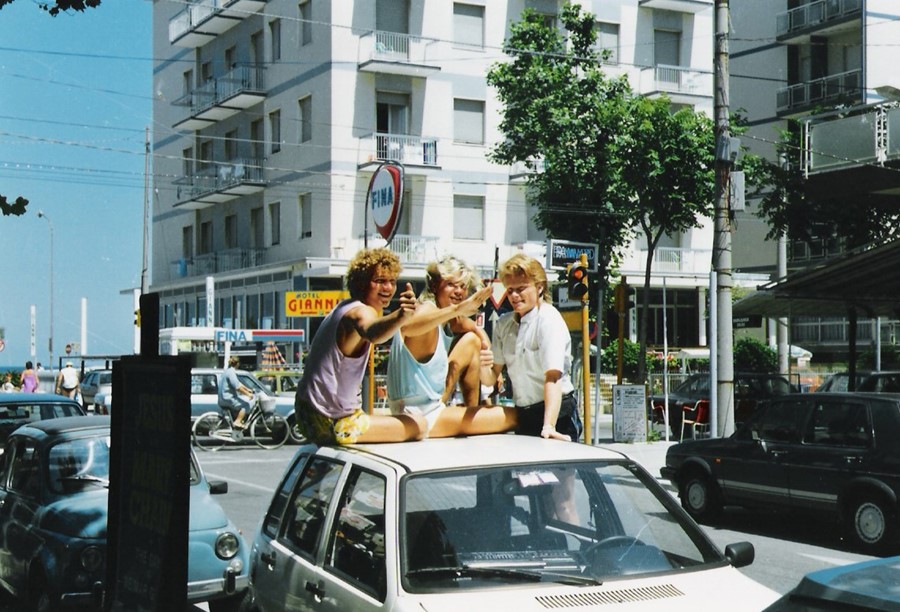 Flemming Dalum and friends in Rimini 1985