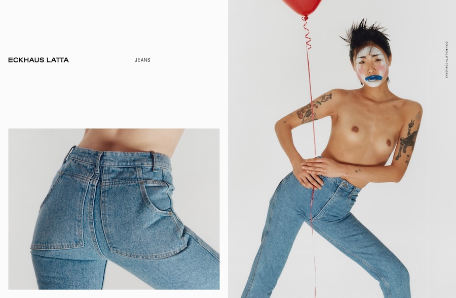 eckhaus latta denim ss18 campaign hanna moon clown 0