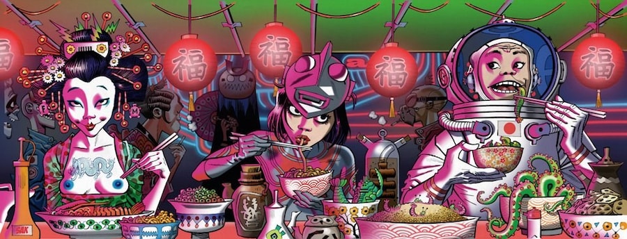 Jamie Hewlett - Blue Nips, Ultra Girl and Yuri Tempura 6