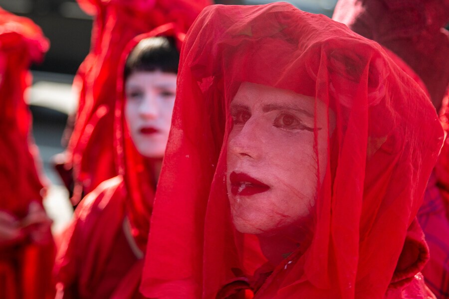 Extinction Rebellion&#39;s red-robed protesters 2