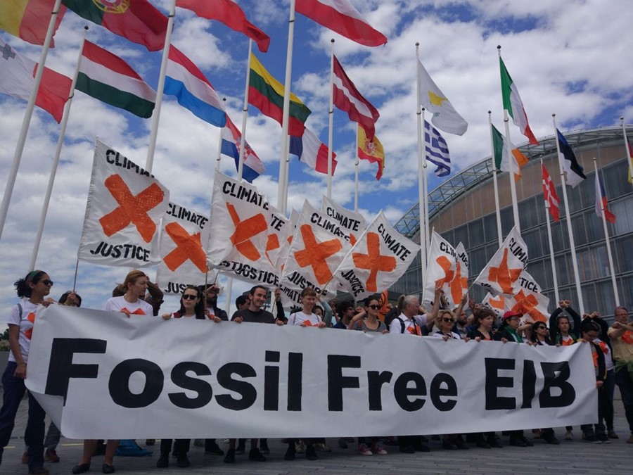 EIB fossil fuels protest in Luxembourg